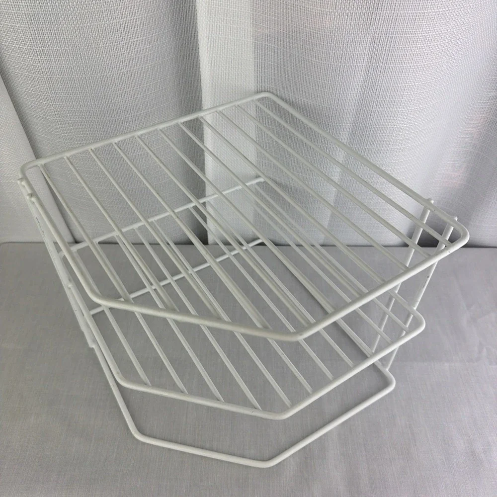 White Metal Corner Shelf Rack, 2-Tier Freestanding Kitchen Organizer Dishes Etc